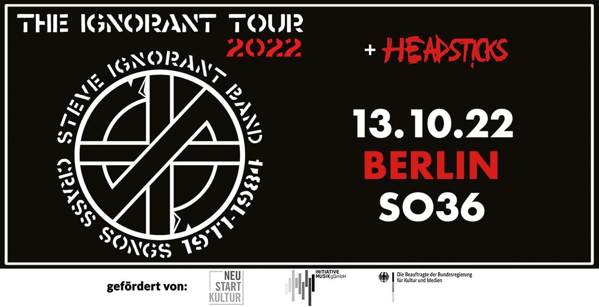 Tickets STEVE IGNORANT, The Ignorant Tour presents CRASS songs 1977 - 1984 in Berlin