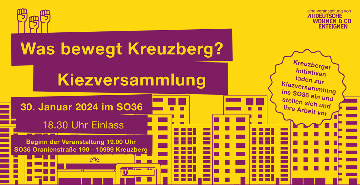 Tickets KIEZVERSAMMLUNG, Deutsche Wohnen & Co enteignen mit stadtpolitischen Initiativen im Bezirk in Berlin